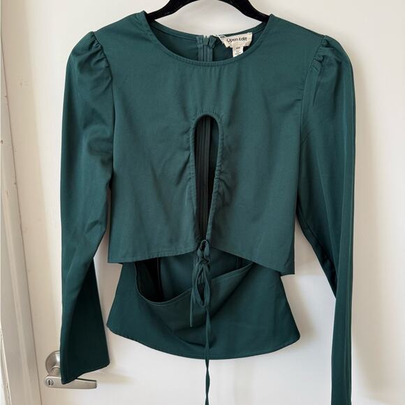 Open Edit Sz. XXS Long Sleeve Blouse with Front Cut Outs Sexy Nightime Club - Picture 4 of 8